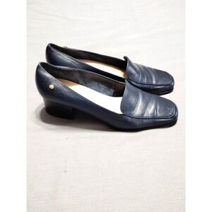 Etienne Aigner Painter NAVY Women 8.5 Careercore Academia Block Heel Preppy Shoe